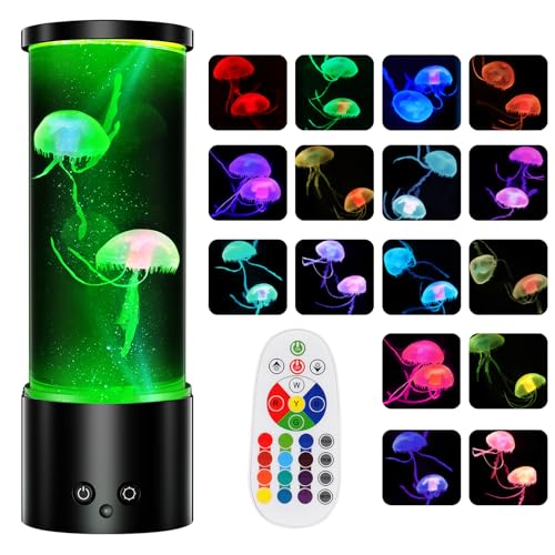 Soarling Quallenlampe, LED Quallen Lampe 17 Farben 4 Lichtmodi, Quallen Aquarium Quallenlampen mit Fernsteuerung für Kinder, 3-Helligkeit Stimmungslicht für Entspannung Schlafzimmerdekoration,Schwarz von Soarling