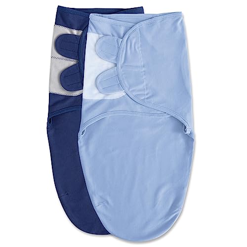 Soarwg Kids Pucksack Baby 0–3 Monate Baby Schlafsäcke für Neugeborenen Kleinkinder Oeko-tex100 Swaddle Decke Pucktuch Babyschlafsack Wickeltuch für Säuglinge Unisex 2er Pack (Dunkelblau) von Soarwg Kids