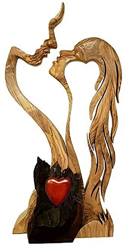 Liebe Ewige Holz Valentinstag Ornamente Kreative männliche und weibliche küssende Holzstatue, handgemachte Skulptur, Innendekoration von Sobeta