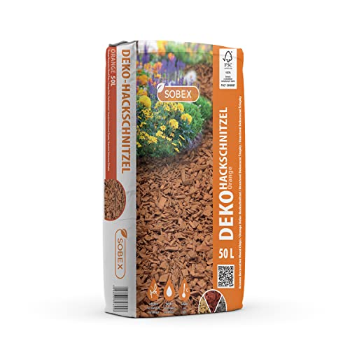 Sobex Hackschnitzel Pinienrinde Garten Mulch 50 l Grob Orange Dekorativer Bodenbelag von Sobex