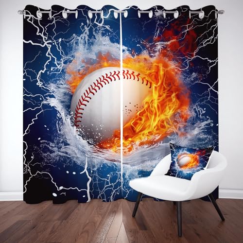 Sobhdga Blickdichte Vorhänge Baseball Sport Blackout Curtain, Modern 3D Raumteiler Vorhang, Wasser Feuer Gardinen Wohnzimmer, Thermovorhang Vorhang mit Ösen 2er Set 200x140 Sobhdga Blickdichte Vorhänge Baseball Sport Blackout Curtain, Modern 3D Raumteiler Vorhang, Wasser Feuer Gardinen Wohnzimmer, Thermovorhang Vorhang mit Ösen 2er Set 200x140 von Sobhdga