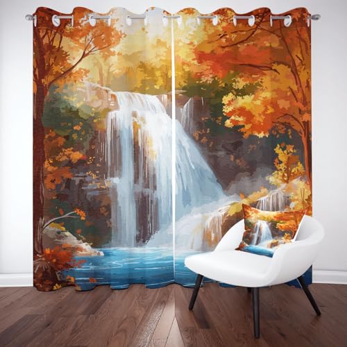 Sobhdga Blickdichte Vorhänge Herbst Landschaft Blackout Curtain, Ahornblatt Wasserfall Raumteiler Vorhang, Natur Szenerie Gardinen Wohnzimmer, Thermovorhang Vorhang mit Ösen 2er Set 200x140 Sobhdga Blickdichte Vorhänge Herbst Landschaft Blackout Curtain, Ahornblatt Wasserfall Raumteiler Vorhang, Natur Szenerie Gardinen Wohnzimmer, Thermovorhang Vorhang mit Ösen 2er Set 200x140 von Sobhdga