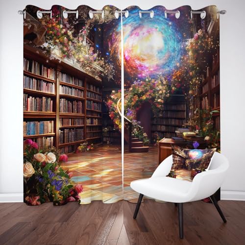 Sobhdga Blickdichte Vorhänge Jahrgang Bibliothek Blackout Curtain, Bücherregal Bücher Raumteiler Vorhang, Fantasie Nebel Gardinen Wohnzimmer, Thermovorhang Vorhang mit Ösen 2er Set 200x140 Sobhdga Blickdichte Vorhänge Jahrgang Bibliothek Blackout Curtain, Bücherregal Bücher Raumteiler Vorhang, Fantasie Nebel Gardinen Wohnzimmer, Thermovorhang Vorhang mit Ösen 2er Set 200x140 von Sobhdga