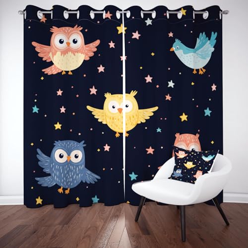 Sobhdga Blickdichte Vorhänge Karikatur Eule Blackout Curtain, Sterne Sternenhimmel Raumteiler Vorhang, Niedliche Wildtiere Gardinen Wohnzimmer, Thermovorhang Vorhang mit Ösen 2er Set 200x140 Sobhdga Blickdichte Vorhänge Karikatur Eule Blackout Curtain, Sterne Sternenhimmel Raumteiler Vorhang, Niedliche Wildtiere Gardinen Wohnzimmer, Thermovorhang Vorhang mit Ösen 2er Set 200x140 von Sobhdga