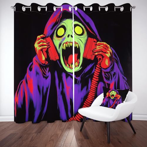 Sobhdga Blickdichte Vorhänge Totenkopf Horror Blackout Curtain, Gruselige Skelett Raumteiler Vorhang, Skull Halloween Gardinen Wohnzimmer, Thermovorhang Vorhang mit Ösen 2er Set 200x140 Sobhdga Blickdichte Vorhänge Totenkopf Horror Blackout Curtain, Gruselige Skelett Raumteiler Vorhang, Skull Halloween Gardinen Wohnzimmer, Thermovorhang Vorhang mit Ösen 2er Set 200x140 von Sobhdga