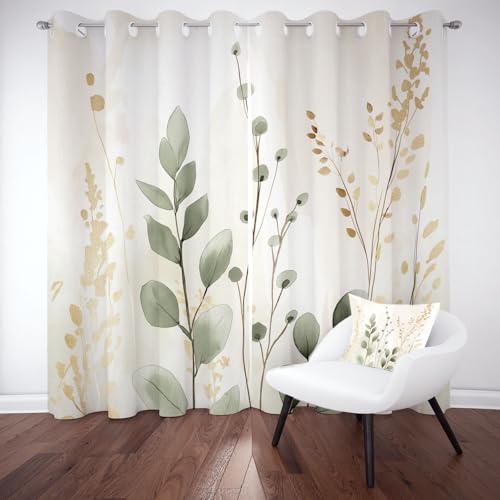 Sobhdga Eukalyptus Blätter Vorhang Blickdicht, Natur Pflanzen Gardinen mit Ösen 2er Set 175x70, Aquarell Botanische Vorhänge, Thermovorhang Hitzeschutz für Wohnzimmer Schlafzimmer Raumteiler Sobhdga Eukalyptus Blätter Vorhang Blickdicht, Natur Pflanzen Gardinen mit Ösen 2er Set 175x70, Aquarell Botanische Vorhänge, Thermovorhang Hitzeschutz für Wohnzimmer Schlafzimmer Raumteiler von Sobhdga