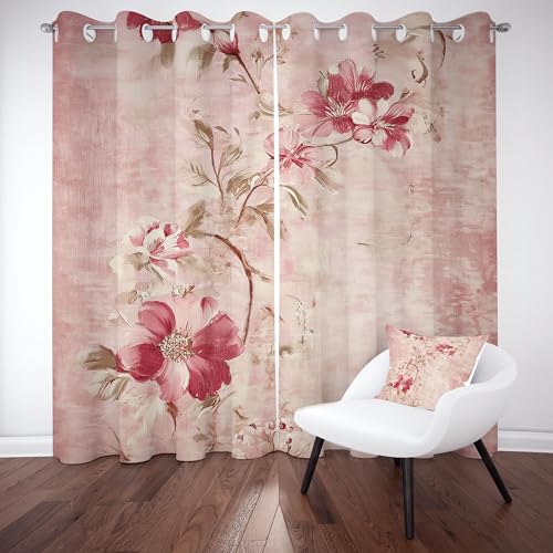 Sobhdga Frühling Blumen Druck Vorhang Blickdicht, Retro Floral Verdunklungsvorhänge mit Ösen, Ölgemälde Rustikaler Thermovorhang Kälteschutz für Wohnzimmer Schlafzimmer 2er Set H 260 x B 140 cm Sobhdga Frühling Blumen Druck Vorhang Blickdicht, Retro Floral Verdunklungsvorhänge mit Ösen, Ölgemälde Rustikaler Thermovorhang Kälteschutz für Wohnzimmer Schlafzimmer 2er Set H 260 x B 140 cm von Sobhdga