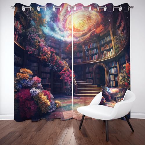 Sobhdga Jahrgang Bücherregal Vorhang H 225 x B 140 cm, Bücher Bibliothek Vorhänge Wohnzimmer 2er Set, Fantasie Nebel Verdunklungsvorhänge, Gardinen mit Ösen Thermovorhang für Schlafzimmer Sobhdga Jahrgang Bücherregal Vorhang H 225 x B 140 cm, Bücher Bibliothek Vorhänge Wohnzimmer 2er Set, Fantasie Nebel Verdunklungsvorhänge, Gardinen mit Ösen Thermovorhang für Schlafzimmer von Sobhdga