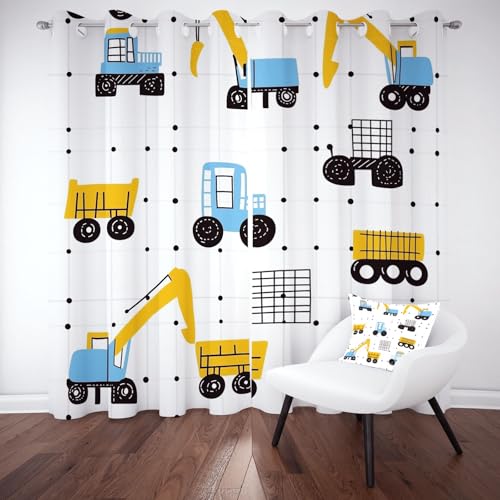 Sobhdga Karikatur Bagger Vorhänge Wohnzimmer, Polka Dots Plaid Thermovorhang H 245 x B 140 cm 2er Set, Cartoon Kinder Vorhang Blickdicht, Sonnenschutz Balkon, Gardinen mit Ösen, Curtains Sobhdga Karikatur Bagger Vorhänge Wohnzimmer, Polka Dots Plaid Thermovorhang H 245 x B 140 cm 2er Set, Cartoon Kinder Vorhang Blickdicht, Sonnenschutz Balkon, Gardinen mit Ösen, Curtains von Sobhdga