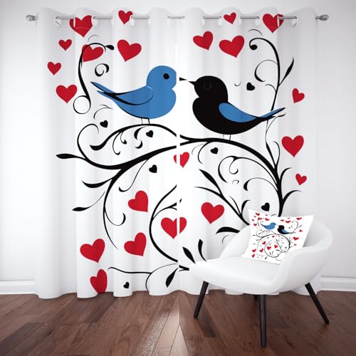 Sobhdga Karikatur Vögel Raumteiler Vorhang, Liebhaber Liebe Herz Vorhänge Thermovorhang Hitzeschutz, Romantisch Gardinen mit Ösen 2er Set, Vorhang für Schlafzimmer H 245 x B 70 cm Sobhdga Karikatur Vögel Raumteiler Vorhang, Liebhaber Liebe Herz Vorhänge Thermovorhang Hitzeschutz, Romantisch Gardinen mit Ösen 2er Set, Vorhang für Schlafzimmer H 245 x B 70 cm von Sobhdga