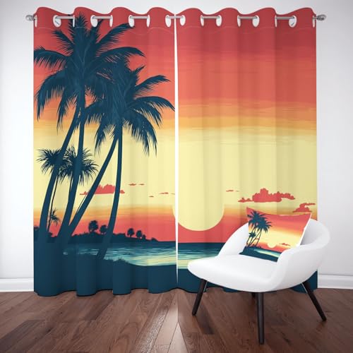 Sobhdga Kokosnussbaum Palmenblätter Raumteiler Vorhang, Tropisch Marine Vorhänge Thermovorhang Hitzeschutz, Sonnenuntergang Gardinen mit Ösen 2er Set, Vorhang für Schlafzimmer H 245 x B 70 cm Sobhdga Kokosnussbaum Palmenblätter Raumteiler Vorhang, Tropisch Marine Vorhänge Thermovorhang Hitzeschutz, Sonnenuntergang Gardinen mit Ösen 2er Set, Vorhang für Schlafzimmer H 245 x B 70 cm von Sobhdga