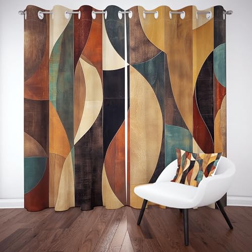 Sobhdga Modern Geometrie Vorhang H 240 x B 132 cm, Abstrakt Art Gardinen, Mid Century Verdunklungsvorhänge mit Ösen 2er Set Kälteschutz Thermovorhang für Wohnzimmer Schlafzimmer Sobhdga Modern Geometrie Vorhang H 240 x B 132 cm, Abstrakt Art Gardinen, Mid Century Verdunklungsvorhänge mit Ösen 2er Set Kälteschutz Thermovorhang für Wohnzimmer Schlafzimmer von Sobhdga