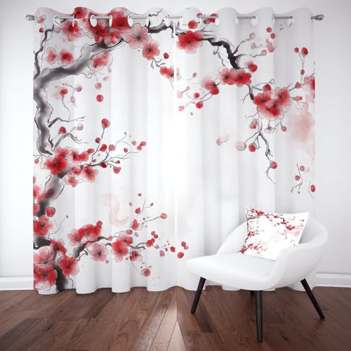 Sobhdga Pflaumenblüte Blumen Vorhänge Wohnzimmer, Tuschemalerei Kunst Thermovorhang H 245 x B 140 cm 2er Set, Chinesischer Stil Vorhang Blickdicht, Sonnenschutz Balkon, Gardinen mit Ösen, Curtains Sobhdga Pflaumenblüte Blumen Vorhänge Wohnzimmer, Tuschemalerei Kunst Thermovorhang H 245 x B 140 cm 2er Set, Chinesischer Stil Vorhang Blickdicht, Sonnenschutz Balkon, Gardinen mit Ösen, Curtains von Sobhdga