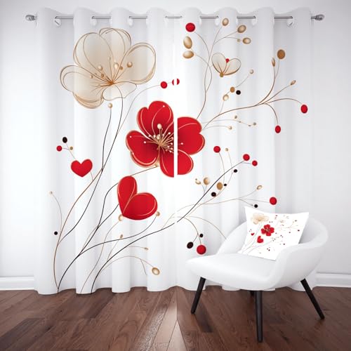 Sobhdga Rote Braun Blumen Vorhang H 225 x B 140 cm, Floral Pflanzen Vorhänge Wohnzimmer 2er Set, Einfache Botanische Verdunklungsvorhänge, Gardinen mit Ösen Thermovorhang für Schlafzimmer Sobhdga Rote Braun Blumen Vorhang H 225 x B 140 cm, Floral Pflanzen Vorhänge Wohnzimmer 2er Set, Einfache Botanische Verdunklungsvorhänge, Gardinen mit Ösen Thermovorhang für Schlafzimmer von Sobhdga