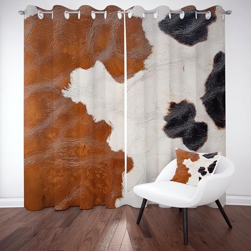 Sobhdga Vorhang Blickdicht 3D Kuhfell, Rindsleder Bauernhoftier Gardinen mit Ösen 2er Set, Vorhänge Western Bauernhaus, Thermovorhang Kälteschutz für Wohnzimmer Schlafzimmer H 214 x B 66 cm Sobhdga Vorhang Blickdicht 3D Kuhfell, Rindsleder Bauernhoftier Gardinen mit Ösen 2er Set, Vorhänge Western Bauernhaus, Thermovorhang Kälteschutz für Wohnzimmer Schlafzimmer H 214 x B 66 cm von Sobhdga