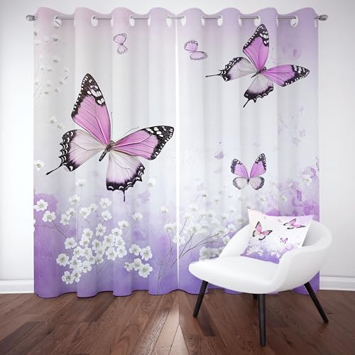 Sobhdga Vorhang Blickdicht Schmetterling Floral, Blüten Pflanzen Gardinen mit Ösen 2er Set, Vorhänge Blumen Druck, Thermovorhang Kälteschutz für Wohnzimmer Schlafzimmer H 175 x B 70 cm Sobhdga Vorhang Blickdicht Schmetterling Floral, Blüten Pflanzen Gardinen mit Ösen 2er Set, Vorhänge Blumen Druck, Thermovorhang Kälteschutz für Wohnzimmer Schlafzimmer H 175 x B 70 cm von Sobhdga