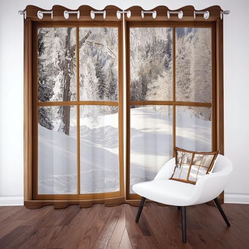 Sobhdga Winter Landschaft Raumteiler Vorhang, Urwald Bäume Vorhänge Thermovorhang Hitzeschutz, Jahrgang Bauernhaus Gardinen mit Ösen 2er Set, Vorhang für Schlafzimmer H 245 x B 70 cm Sobhdga Winter Landschaft Raumteiler Vorhang, Urwald Bäume Vorhänge Thermovorhang Hitzeschutz, Jahrgang Bauernhaus Gardinen mit Ösen 2er Set, Vorhang für Schlafzimmer H 245 x B 70 cm von Sobhdga