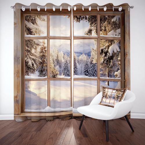 Sobhdga Winterlandschaft Raumteiler Vorhang, Kiefer Schneelandschaft Vorhänge Thermovorhang Hitzeschutz, Jahrgang Bauernhaus Gardinen mit Ösen 2er Set, Vorhang für Schlafzimmer H 245 x B 70 cm Sobhdga Winterlandschaft Raumteiler Vorhang, Kiefer Schneelandschaft Vorhänge Thermovorhang Hitzeschutz, Jahrgang Bauernhaus Gardinen mit Ösen 2er Set, Vorhang für Schlafzimmer H 245 x B 70 cm von Sobhdga