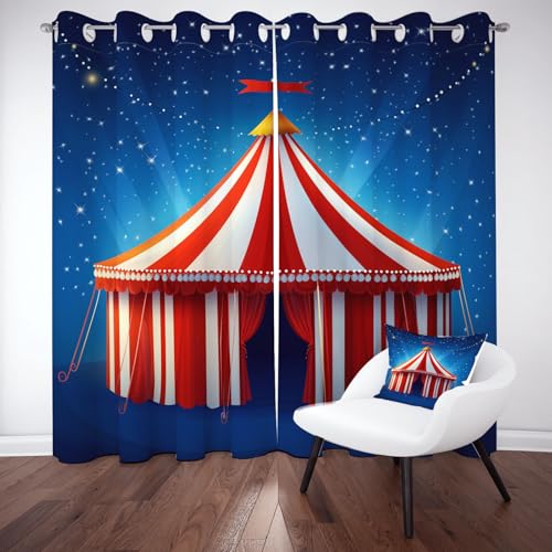 Sobhdga Zirkus Zelt Vorhang Blickdicht, Sterne Sternenhimmel Gardinen mit Ösen 2er Set 175x70, Rote Weiß Streifen Vorhänge, Thermovorhang Hitzeschutz für Wohnzimmer Schlafzimmer Raumteiler Sobhdga Zirkus Zelt Vorhang Blickdicht, Sterne Sternenhimmel Gardinen mit Ösen 2er Set 175x70, Rote Weiß Streifen Vorhänge, Thermovorhang Hitzeschutz für Wohnzimmer Schlafzimmer Raumteiler von Sobhdga