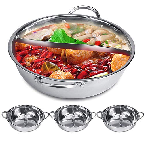 Hot Pot Herd, 30/32 cm, Mandarinenentopf, Küche, Kasserolle, Suppe, Kochwerkzeug, Edelstahl, Dual-Hot Pot Induktionskochfeld, Shabu (32 cm) von Sobotoo