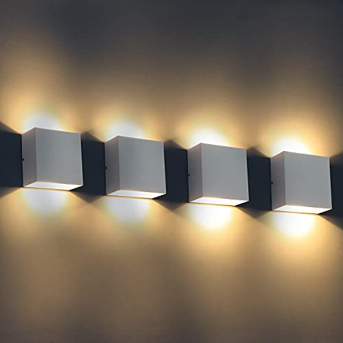 Sobrovo Wandleuchten Innen LED 12W Außen Wandbeleuchtung Warmweiß 3000K IP65 Wasserdicht leuchtet auf und ab moderne Wandlampe für Wohnzimmer Schlafzimmer Treppenhaus Treppe Licht 4Pcs von Sobrovo