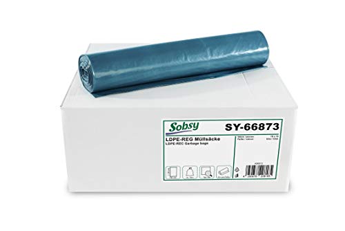 Sobsy Müllsäcke Ldpe-Reg, Typ 100, Blau, Gerollt, 120l, Extra Stark von Sobsy