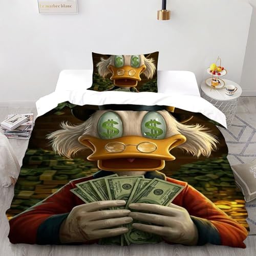 Sobushab Money Duck Bedding Set 2-Piece Adults Tier Land Tiers 3D Digital Print Deluxe Duvet Cover with Hidden Zip Single（135x200cm） von Sobushab