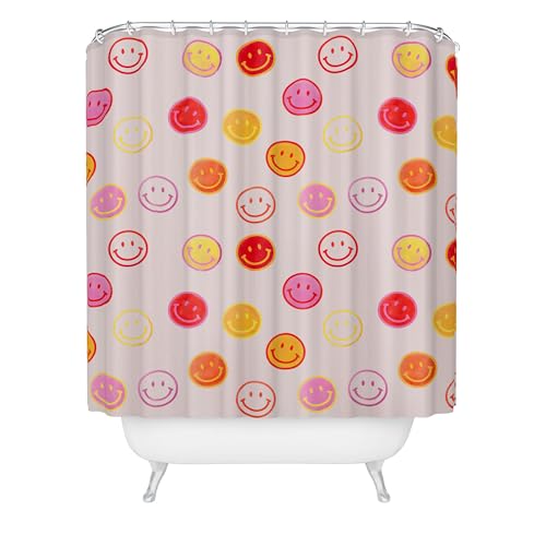 Society6 Showmemars Duschvorhang, Badezimmer-Dekoration, extra lang, Stoff-Duschvorhänge für Badezimmer, 180,3 x 188 cm, lächelnde Gesichter von Society6
