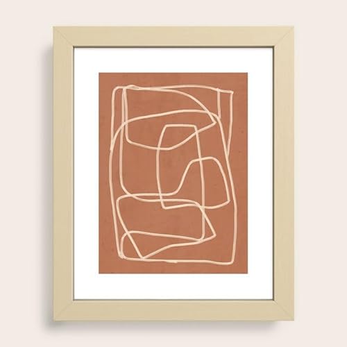 Society6 Thingdesign Abstract Line Art 22 Gerahmter Kunstdruck (Modern Maple, X-Small 8 x 10-10x12) von Society6