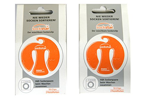 Super Angebot! Super Offer! 2 Packungen Sockstar Sockenclips Frosted Colours - Basic Pack = 20 Clips in 2 Farben von Sockstar