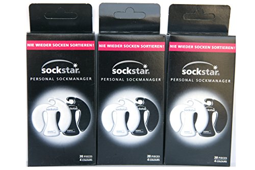 Super offer!! Super Angebot!! 3 Familie Packungen, 60 Sockstar - Sockenklammern - Sockenclips in 4 Farben. Preis für 3 Pakete, 60 Clips, 4 Farben! Schwarz & Weiß Version von Sockstar