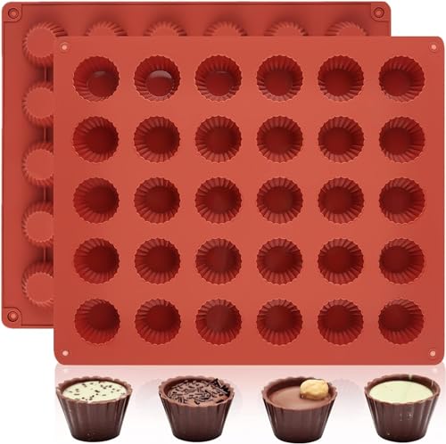 Socluer Silikon Schokoladenform 2 Stück Pralinenform mit 30 Löchern Peanut Butter Cup Form für Schokolade, Gelee, Pudding, Eiswürfeln von Socluer