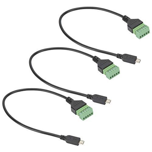 Adapterkabel für lötfreien Anschlussstecker 3-teiliges Micro-USB-Kabel mit 5-poligem Stecker und 5-poligem Schraubanschluss für das Home Office von Socobeta