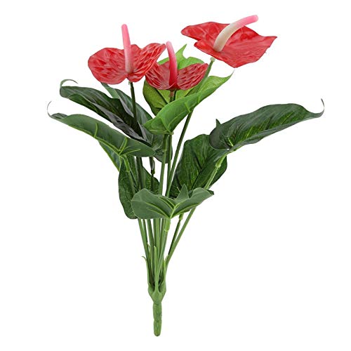 Socobeta Kunststoff Künstliche Pflanze Rote Anthurium Blumen Gefälschte Pflanze Zart Für Wohnkultur Für DIY Bouquet Anthurium Clarinervium Paradiesvogel Pflanze von Socobeta