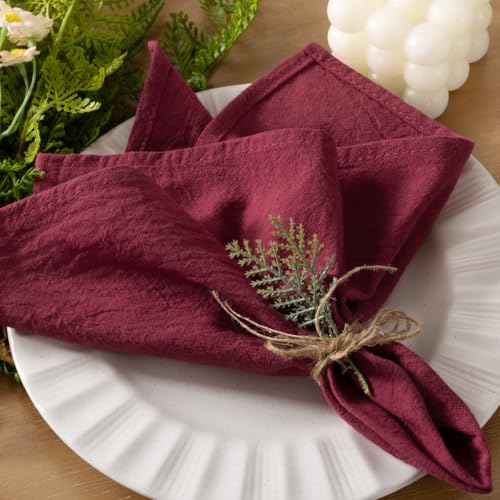 Socomi Leinenservietten, Burgunderrot, Weihnachtstuchservietten, waschbar, Baumwolle, 43,2 x 43,2 cm, für Hochzeit, Party, Brautparty, Babyparty, Geburtstag, Tischdekoration, 10 Stück von Socomi