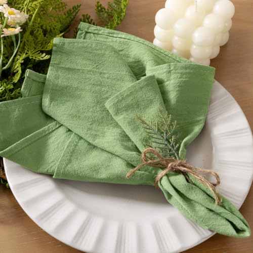 Socomi Stoffservietten, Salbeigrün, waschbar, wiederverwendbar, Leinen, Baumwolle, 43,2 x 43,2 cm, für Hochzeit, Party, Brautparty, Babyparty, Geburtstag, Esstischdekoration, 6 Stück von Socomi