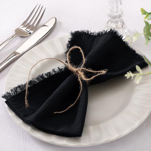 Socomi Leinenservietten, schwarz, Herbst, Erntedankfest, Stoffservietten, waschbar, Baumwolle, 43,2 x 43,2 cm, für Hochzeit, Party, Braut, Babyparty, Geburtstag, Tischdekoration, 10 Stück von Socomi
