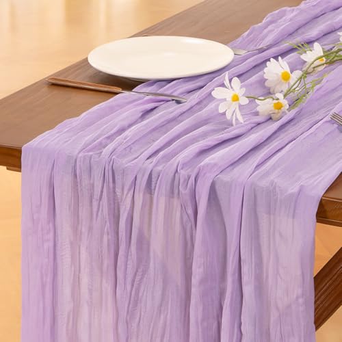 Socomi Seihtuch Tischläufer 3 m Gaze Boho Rustikal Lila Käsetuch Tischläufer für Hochzeit Brautdusche Sommerdekoration 10 Stück Flieder Socomi Seihtuch Tischläufer 3 m Gaze Boho Rustikal Lila Käsetuch Tischläufer für Hochzeit Brautdusche Sommerdekoration 10 Stück Flieder von Socomi
