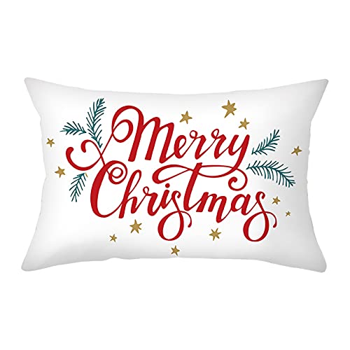Socoz Quadratische Kissenbezüge für Sofa, Pfirsichleder, 30 x 50 cm, Frohe Weihnachten, Kissenbezug von Socoz