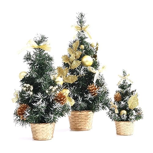 Socueny Mini-Tischbaum für Zuhause, Weihnachten, Kleine Tischdekoration, Party-Ornament, Familie, Langlebig, Einfach zu Verwenden, Gold von Socueny