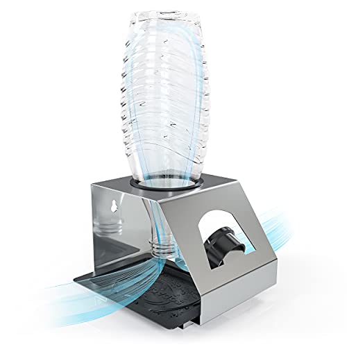 SODACLEAN® Premium Flaschenhalter mit Abtropfwanne - für SodaStream Duo Crystal Flaschen | aus hochwertigem Edelstahl - Abtropfhalter mit Deckelhalterung | Easy Fuse Power Emil UVM. (1er) von SODACLEAN