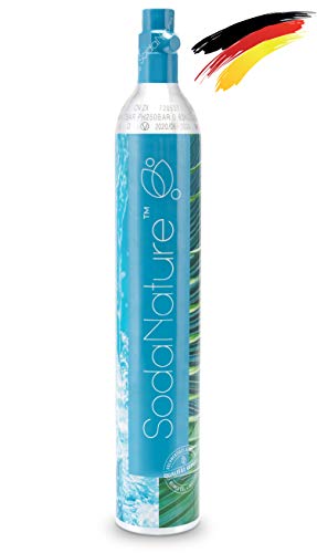 SodaNature® Premium 60L CO2 Zylinder für SodaStream (außer QC), Aarke etc. - Neu & Erstbefüllt in Deutschland - Natürliche Kohlensäure für 60 Liter - 10 Jahre TÜV [425g] von SodaNature