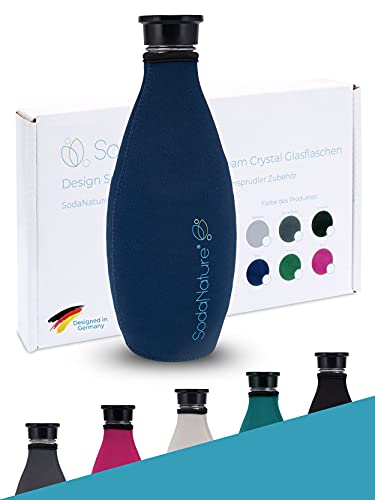 SodaNature® | Premium Schutzhülle für SodaStream Crystal Glasflaschen | 24H+ Kühleffekt & Bruchschutz durch hochwertiges Neopren-Material | Praktisches Zubehör in edler Geschenkbox (Royalblau) von SodaNature