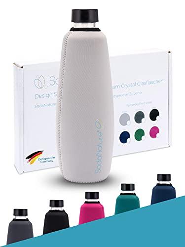 SodaNature® | Premium Schutzhülle für SodaStream Duo Glasflaschen | Hochwertige Neopren Hülle mit 10h+ Cooling Effekt & Bruchschutz | Zubehör für Sport & unterwegs (Hellgrau) von SodaNature