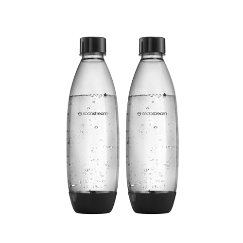 SodaStream 0,8L BPA-freie FUSE Kunststoffflasche schwarz | Spülmaschinengeeignet | Kompatibel mit DUO, E-DUO, Terra, uvm. | 2er-Pack von SodaStream