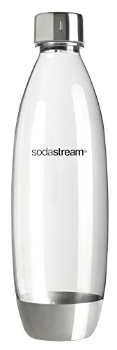 SodaStream 1L Kunststoffflasche Fuse mit Edelstahl-Elementen, spülmaschinengeeignet, 1er-Pack, Silber, 26 cm hoch von SodaStream