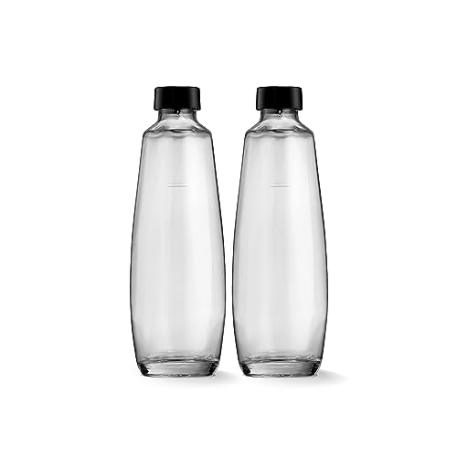 SodaStream Bipack 1-Liter-Glasflaschen, kompatibel mit Duo 2x1l Carbonator, schwarz, 10x19,5x29 von SodaStream