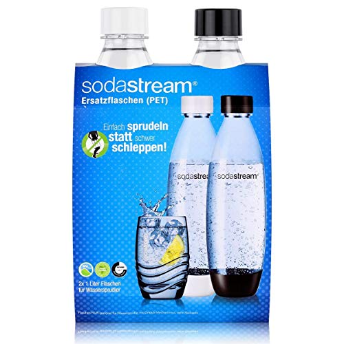 SodaStream DuoPack Fuse, Ersatzflasche für SodaStream Wassersprudler mit Einklick-Mechanismus, 2x 1 L PET-Flasche, schwarz und weiß von SodaStream