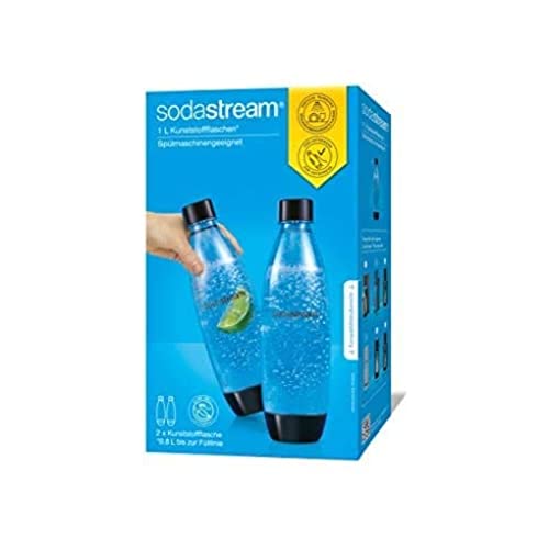 SodaStream DuoPack Fuse 2x 1L KST-Flasche - spülmaschinengeeignet (BPA frei) - Ersatzflaschen für SodaStream Wassersprudler mit PET-Flaschen, Schwarz, 9x17.2x29 von SodaStream