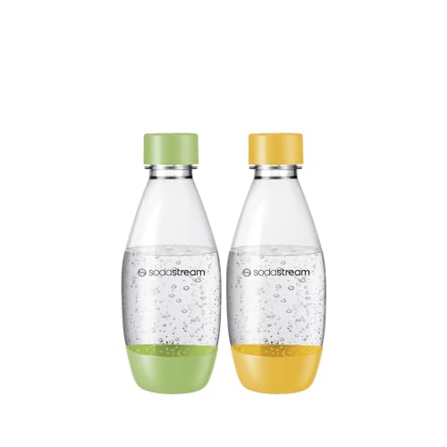 SodaStream DuoPack Kunststofflaschen Fuse 0,5L, spülmaschinengeeignet, 2er-Pack, Gelb/Grün, 19 cm hoch von SodaStream